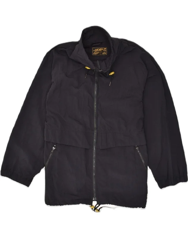 EDDIE BAUER Womens Rain Jacket UK 16 Large Black Nylon Wool Fabric Cashmere Fabric Tweed Fabric