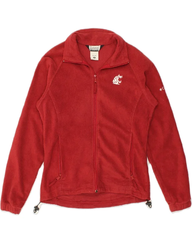 COLUMBIA Womens Fleece Jacket UK 14 Medium Red Polyester V-Neck Jacket Boat Neck Jacket Square Neck Jacket