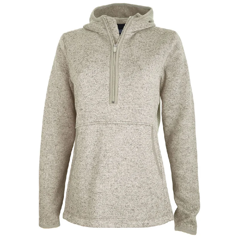 Charles River Women's Oatmeal Heathered Fleece Quarter Zip Hoodie Hoodie with Camouflage Military Edgy