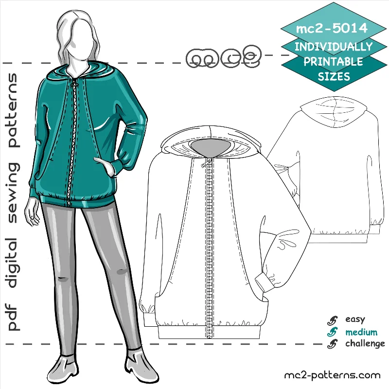 Jersey Dolman Hoodie Jacket with Zipper Chenille Fabric Brocade Fabric Lace Fabric