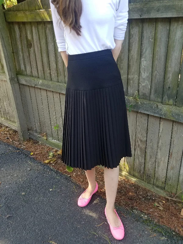 Pleated Yolk skirt leather skirt refined