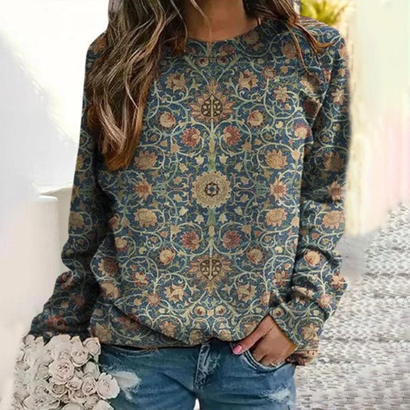 Wholesale Floral Printed Long Sleeved Women's Polyester Hoodies Hoodie with Hem Fringe Bohemian Relaxed Wholesale Floral Printed Long Sleeved Women's Polyester Hoodies Hoodie with Hem Fringe Bohemian Relaxed