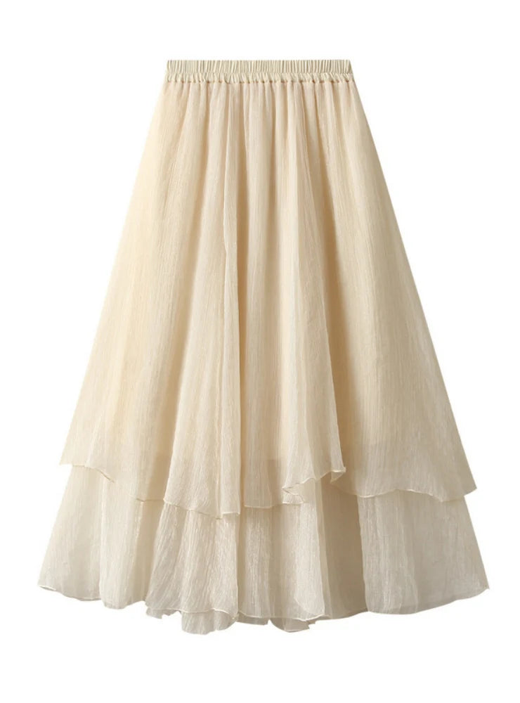Women Gauze Big Swing Skirt flowy skirt hem