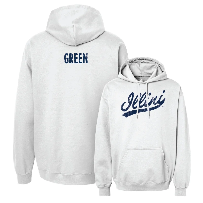 Script White Hoodie - Makayla Green Hoodie with Hem Lace Feminine Delicate