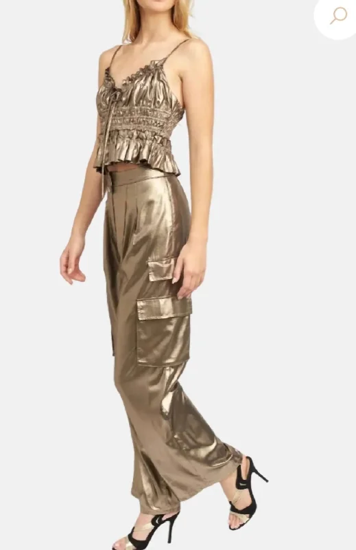 Arnav Cargo Pant In Gold Comfortable Jogger Trousers