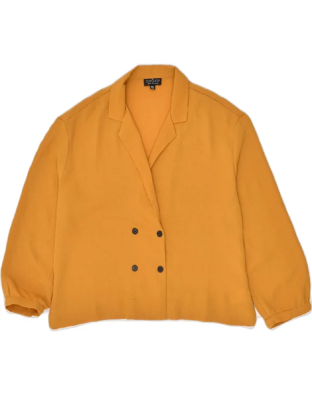 TOPSHOP Womens Double Breasted Blazer Jacket UK 14 Large  Yellow Polyester Bomber Jacket Anorak Windbreaker