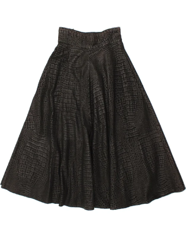 VINTAGE Womens High Waist Leather Skirt W25 Small Black Animal Print denim skirt trendy VINTAGE Womens High Waist Leather Skirt W25 Small Black Animal Print denim skirt trendy