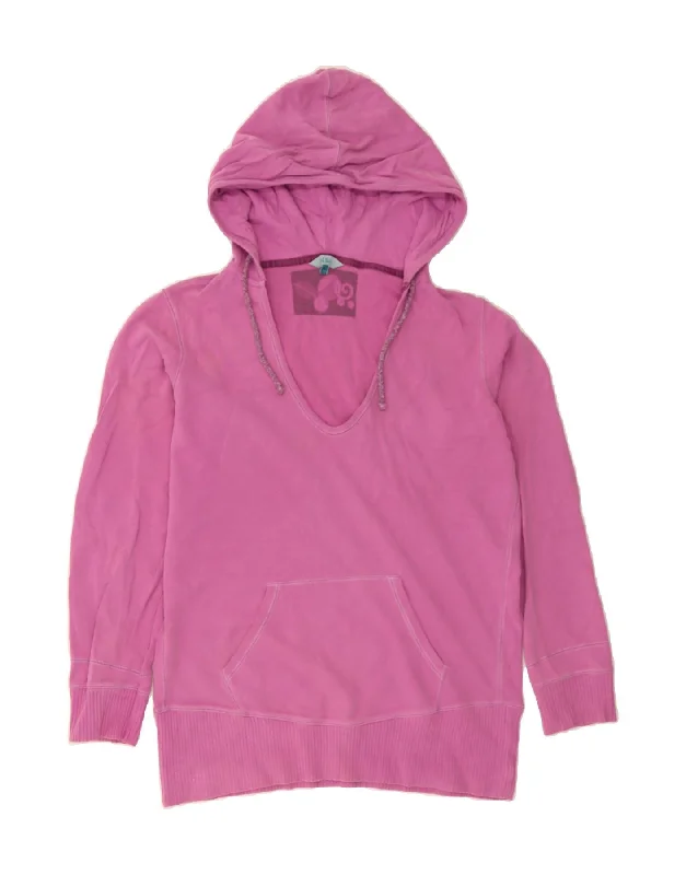 FAT FACE Womens Hoodie Jumper UK 14 Large Pink Cotton Hoodie with Tied Waist Feminine Flattering