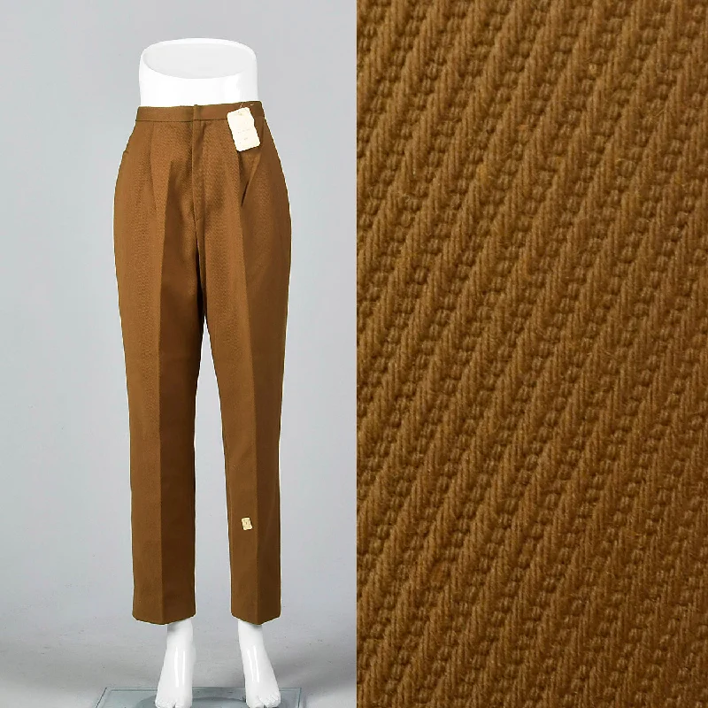 1960s Brown Twill Pants Classic Straight-Leg Pants