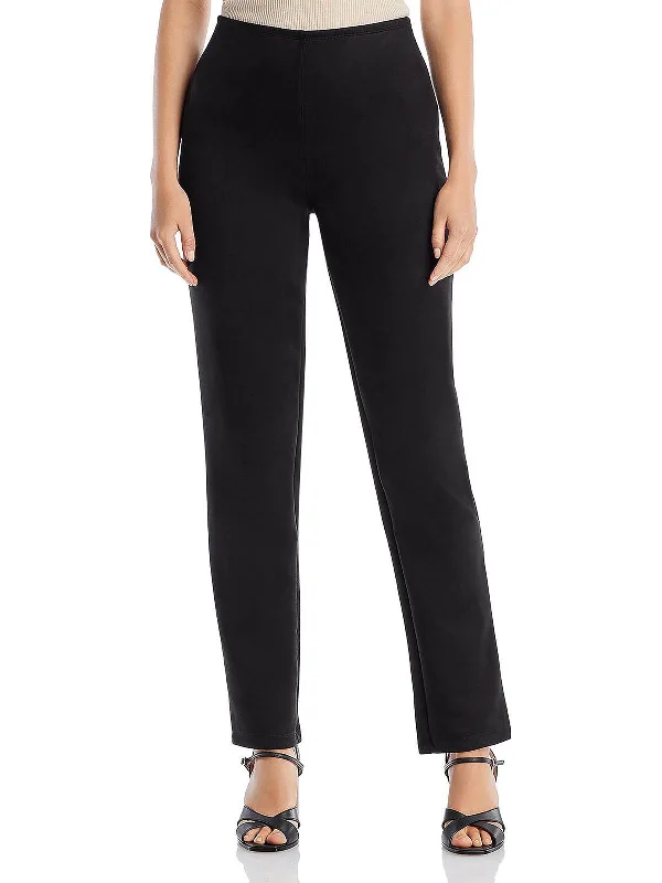 Womens High Waist Suade Straight Leg Pants Soft Stretch Leggings