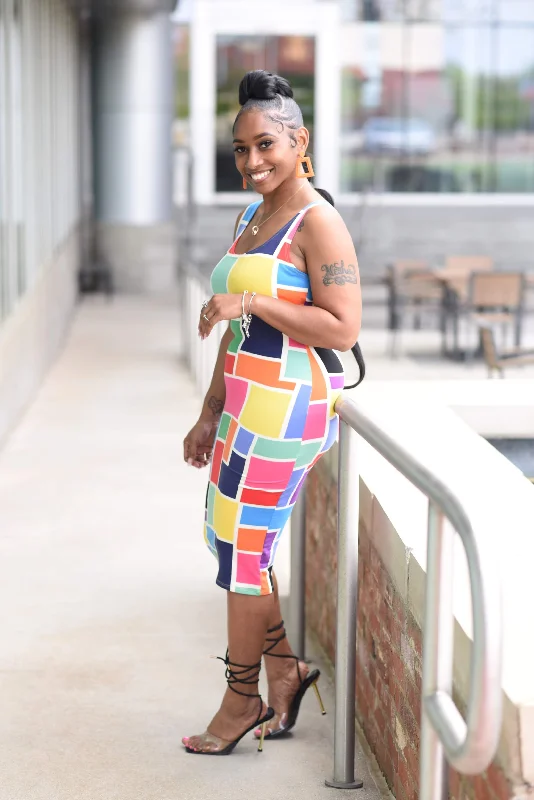 Spring Block Dress Tunics Leisure comfortable