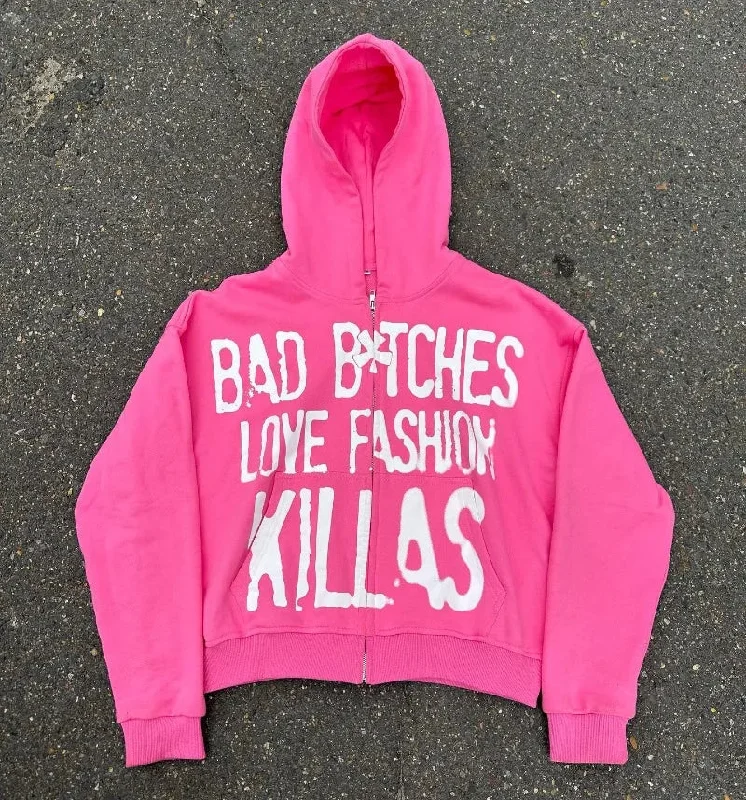 Advbridge y2k Streetwear Goth Letter Print Oversized Hoodie Women 2024 Fashion Casual Loose Harajuku Versatile Zipper Sweatshirt Top Hoodie with Slim Fit Tailored Modern Advbridge y2k Streetwear Goth Letter Print Oversized Hoodie Women 2024 Fashion Casual Loose Harajuku Versatile Zipper Sweatshirt Top Hoodie with Slim Fit Tailored Modern