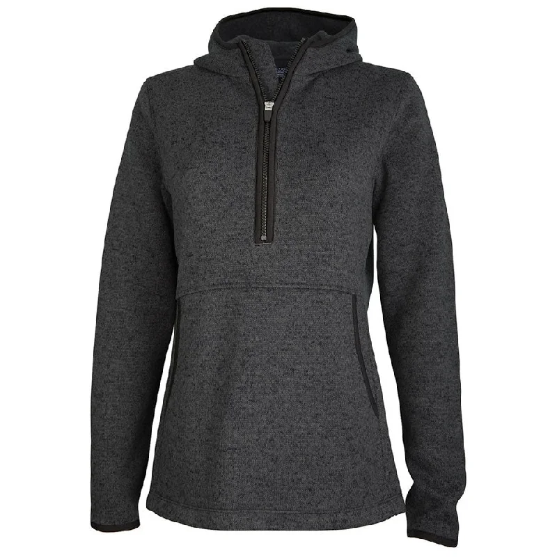 Charles River Women's Charcoal Heathered Fleece Quarter Zip Hoodie Hoodie with Reflective Safety Nightwear