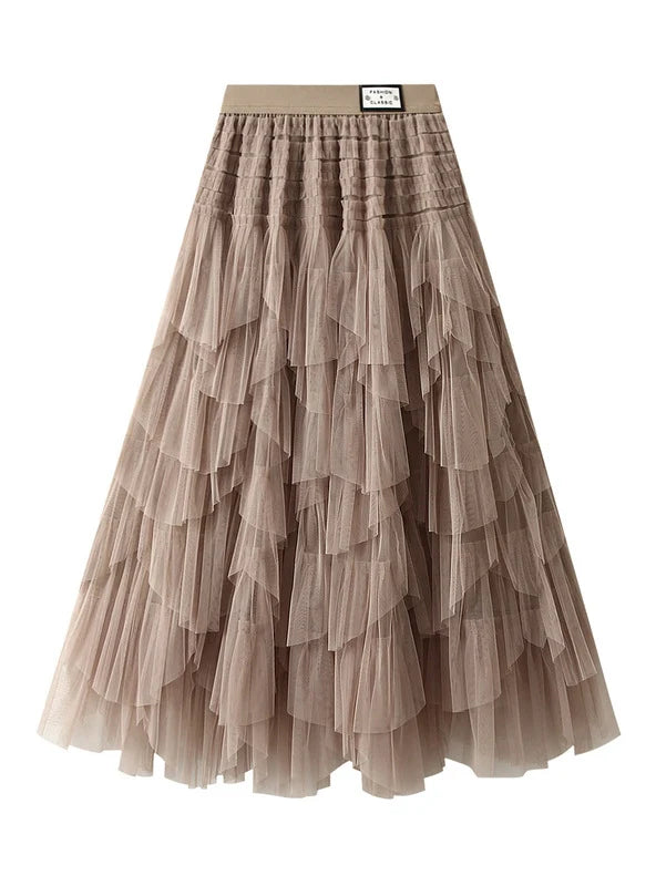 Cake Gauze Tiers Skirt linen skirt natural