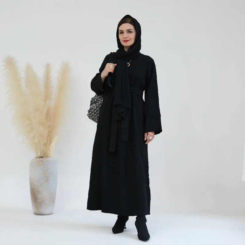 Liliana Cold Weather Abaya Dress - Black Tunics Silk luxurious