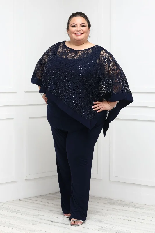 Plus Size Asymmetrical Twist Poncho Pant Set Chic Capri Pants
