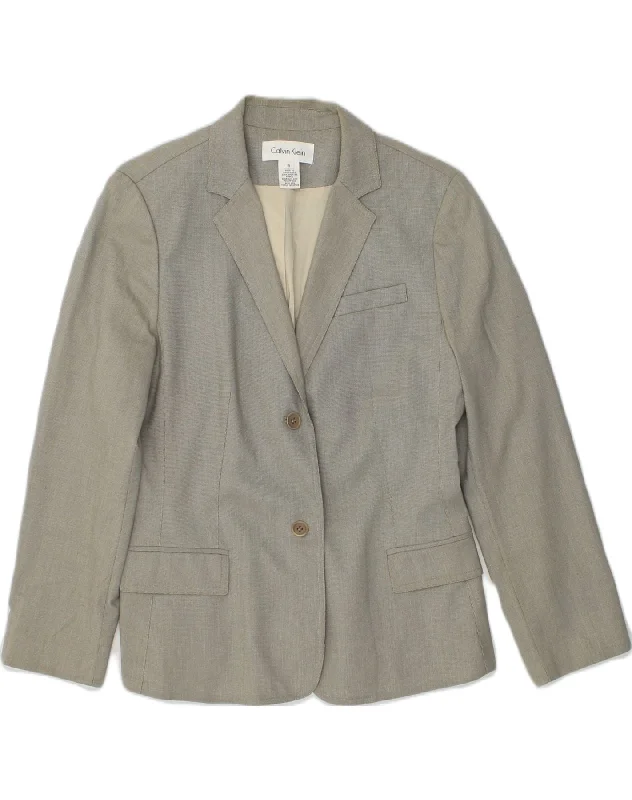 CALVIN KLEIN Womens 2 Button Blazer Jacket US 8 Medium Grey Polyester Hoodie Zip-Up Jacket Button-Up Jacket CALVIN KLEIN Womens 2 Button Blazer Jacket US 8 Medium Grey Polyester Hoodie Zip-Up Jacket Button-Up Jacket