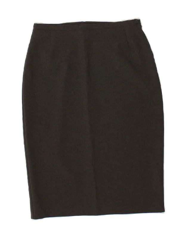 BENETTON Womens Midi Skirt IT 46 Large W30 Grey Polyester velvet skirt sumptuous