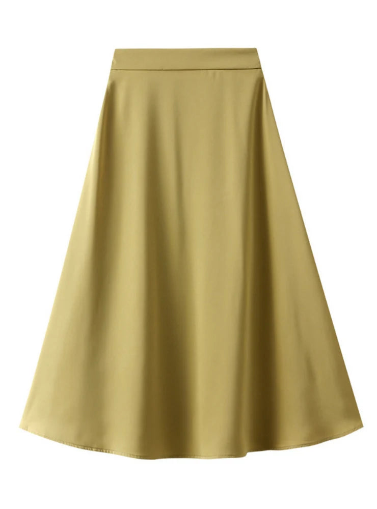 Acetic Acid Silk Satin High Waist Skirt athletic skirt fit