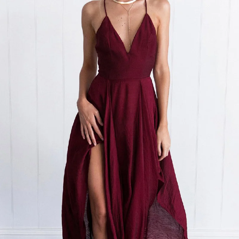 Chiffon Prom Dresses, Criss-Cross Straps V-Neck Prom Dress, Sexy Prom Dress, LB0581 Tunics Handmade artisanal