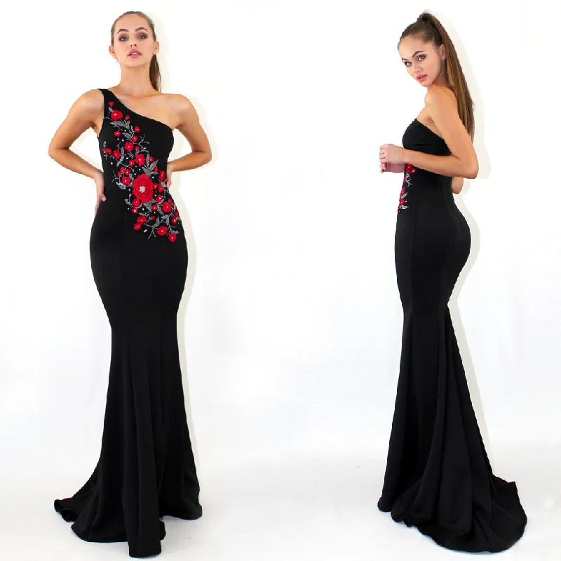 Mermaid One-Shoulder Prom Dresses, Applique Prom Dresses, Sleeveless Prom Dress, LB0815 Tunics Short Trendy