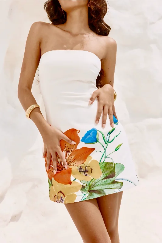 Tube Dress with Flower Prints Tunics Prom sequined