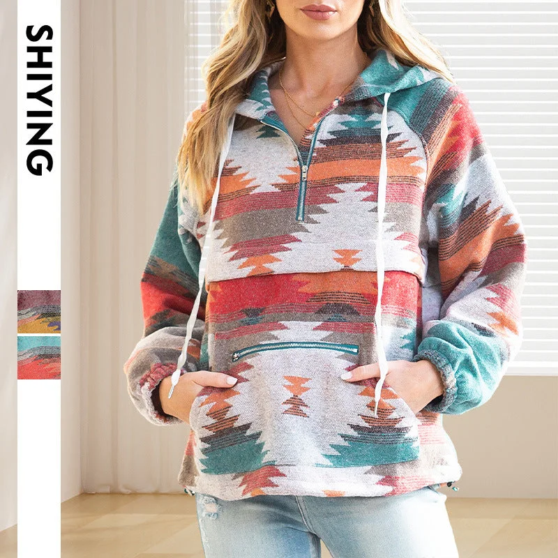 Wholesale Women's Contrasting Printed Long Sleeved Polyester Hoodies Hoodie with Drop Shoulder Relaxed Streetwear Wholesale Women's Contrasting Printed Long Sleeved Polyester Hoodies Hoodie with Drop Shoulder Relaxed Streetwear