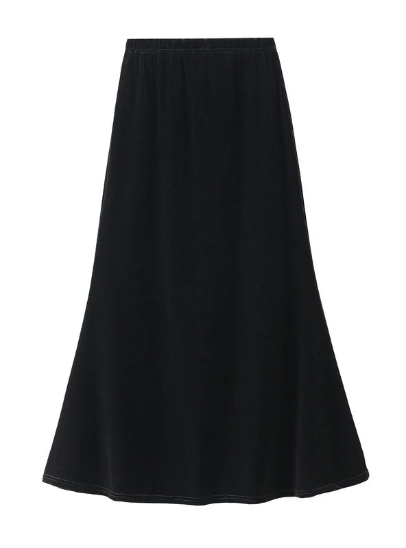 Velvet Slim Fishtail Skirt silk skirt sleek
