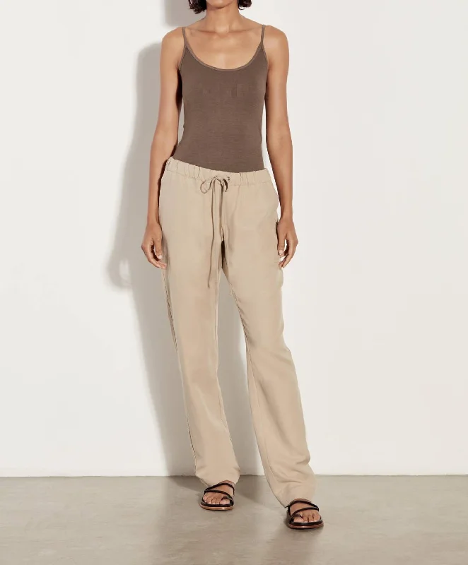 Twill Easy Pant In Clay Elegant Silk Pants