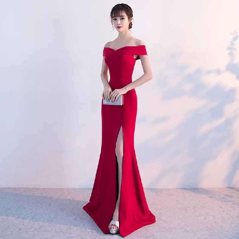 Long Prom Dresses,  Off Shoulder Prom Dresses, Satin Party Prom Dresses, Side Split Evening Dresses, Sexy Prom Dresses, Red Prom Dresses Online, LB0333 Tunics stripes playful