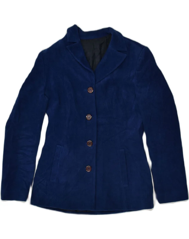 VINTAGE Womens 4 Button Blazer Jacket IT 44 Medium Blue Viscose Print Jacket Jacquard Jacket Embroidered Jacket