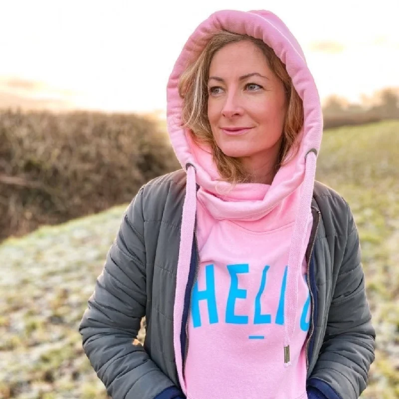 Bubblegum Cowl Neck Hoodie Hoodie with Slit Hem Functional Movement