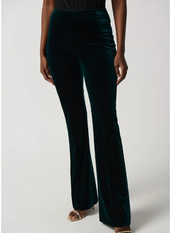 Velvet Flared Pull-On Pants 234289 In Dark Green Slim-Fit Leggings