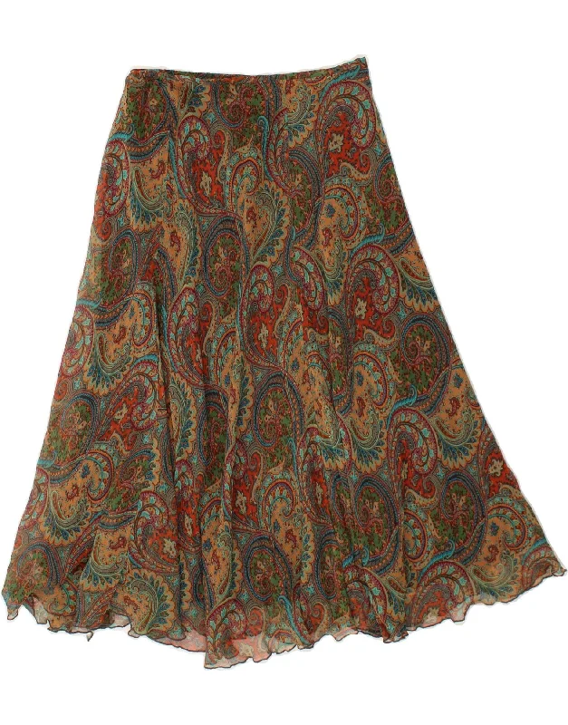COUNTRY Womens A-Line Skirt Small W28 Multicoloured Paisley Silk linen skirt relaxed COUNTRY Womens A-Line Skirt Small W28 Multicoloured Paisley Silk linen skirt relaxed