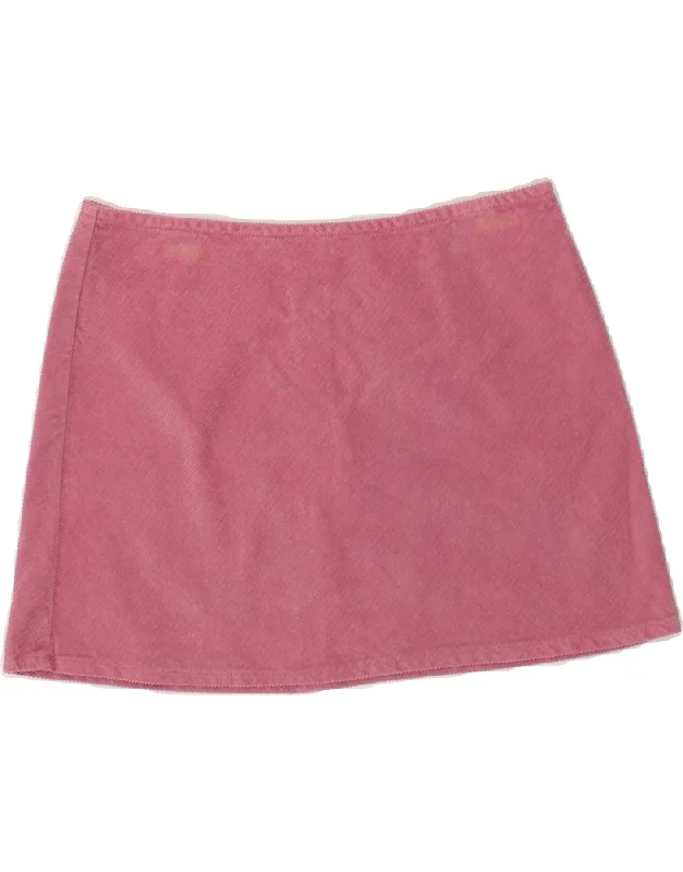 BENETTON Womens Corduroy Mini Skirt IT 42 Medium W28 Pink Cotton boho skirt vibe