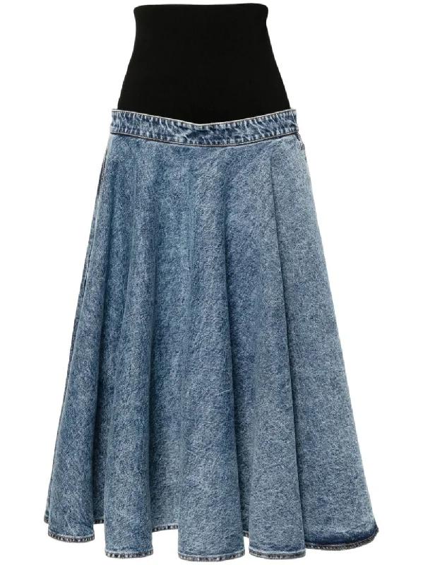 Alaia Women's Skirts blue pleated skirt texture