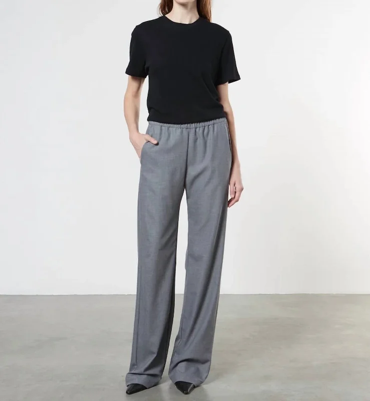 Everywhere Suit Pant In Light Grey Elegant Palazzo Trousers