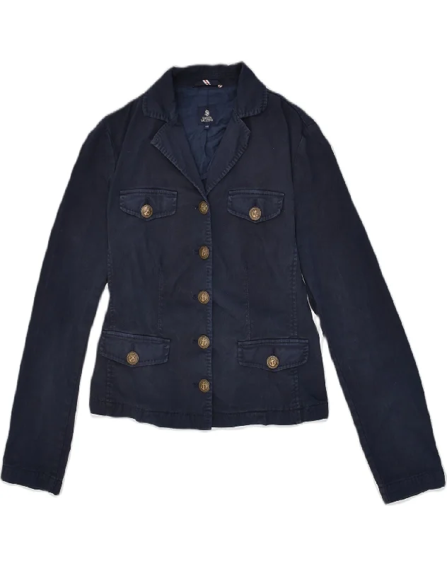 MARINA YACHTING Womens 5 Button Blazer Jacket IT 44 Medium Navy Blue Denim Jacket Leather Jacket Suede Jacket