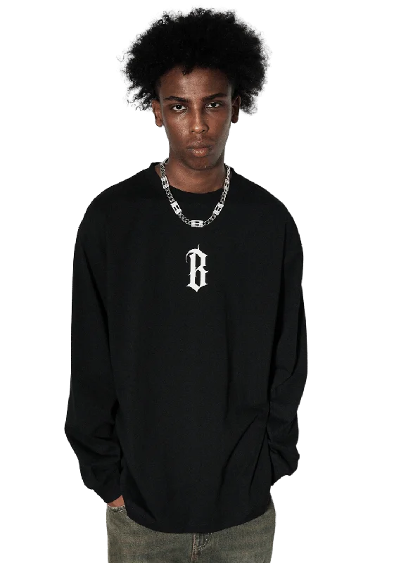 Gothic Font classic Logo Sweatshirt Hoodie with Metallic Shiny Futuristic