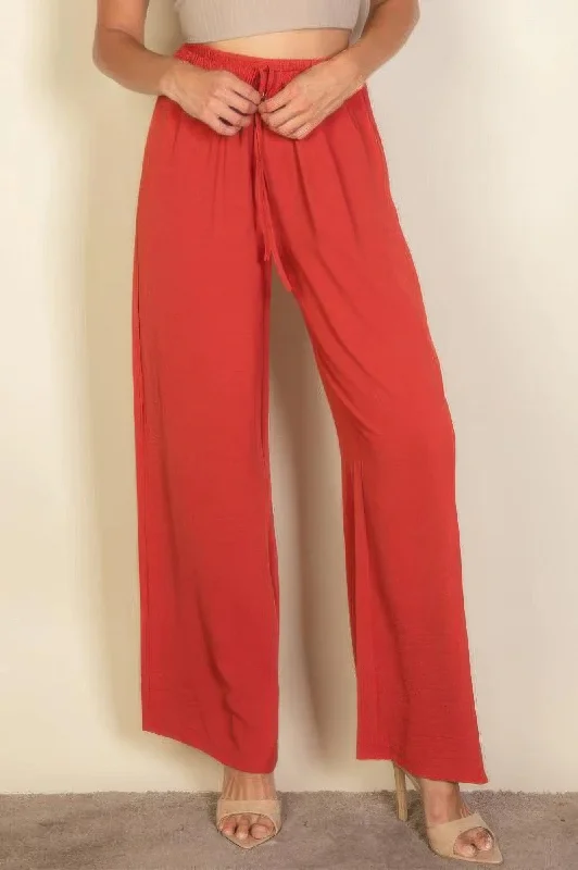Drawstring Waist Wide Leg Minimalist Pants Warm Wool Trousers
