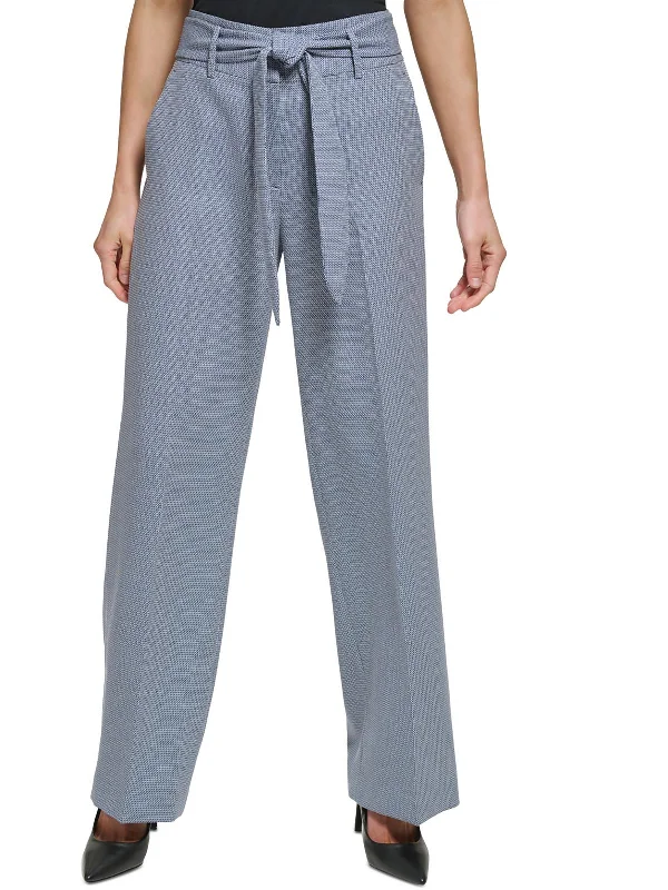 Petites Womens High Rise Workwear Wide Leg Pants Comfortable Jogger Trousers