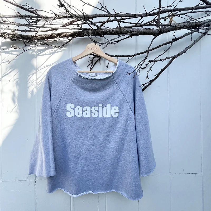 VH-1479 SEASIDE Raglan Heather Gray Sweatshirt Hoodie with Zipper Placket Modern Functional