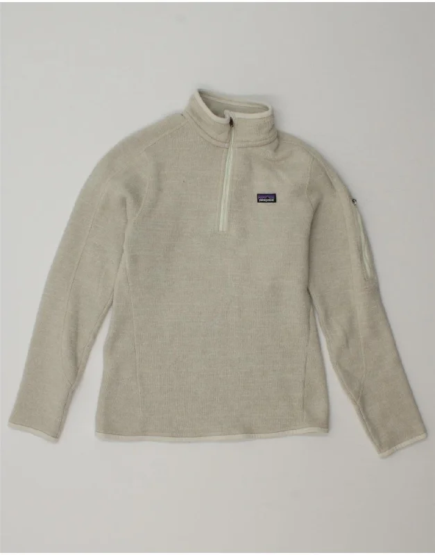 PATAGONIA Womens Zip Neck Sweatshirt Jumper UK 10 Small Grey Polyester Hoodie with Snap Buttons Easy Quick PATAGONIA Womens Zip Neck Sweatshirt Jumper UK 10 Small Grey Polyester Hoodie with Snap Buttons Easy Quick
