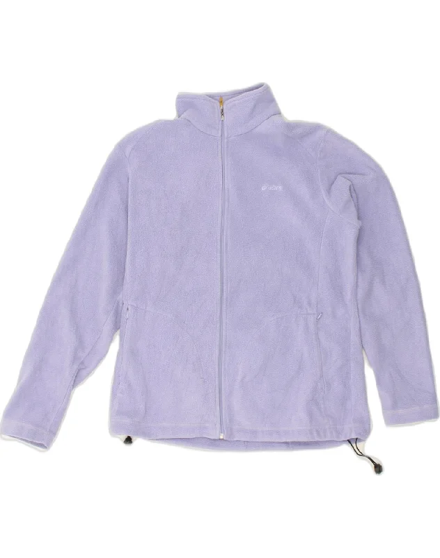 ASICS Womens Fleece Jacket UK 18 XL Purple Polyester A-Line Jacket Boat Neck Shawl Collar