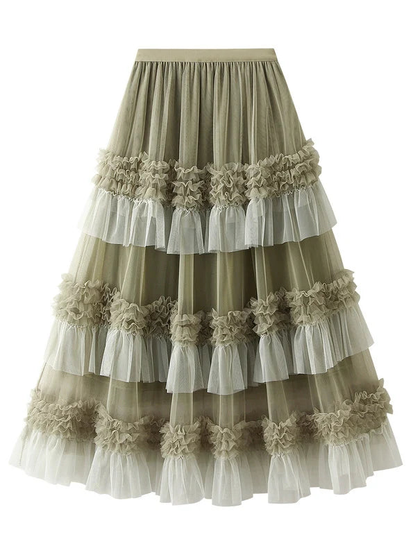 Women Mesh Cake Skirt modal blend skirt