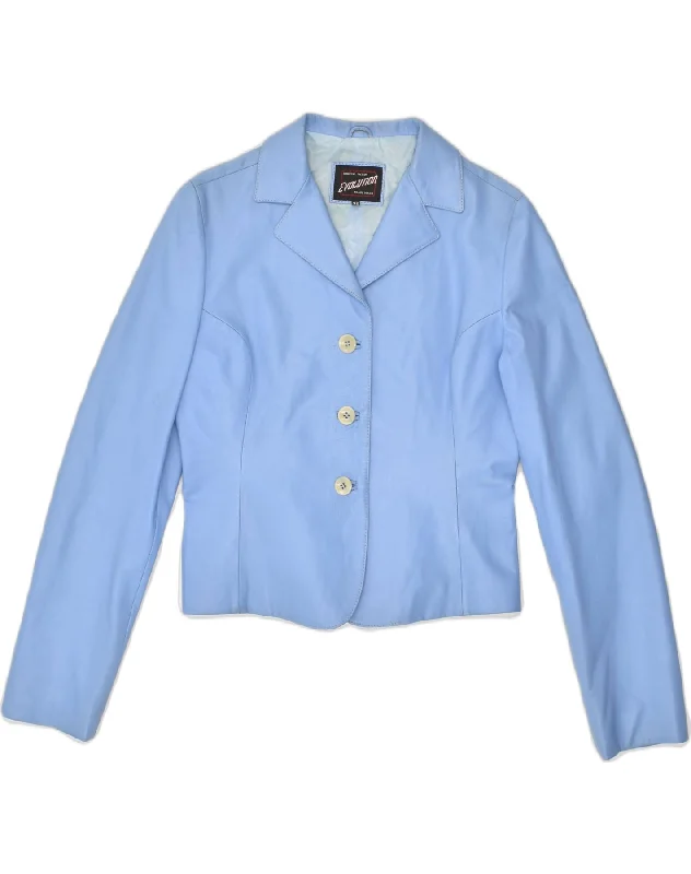 VINTAGE Womens 3 Button Blazer Jacket IT 42 Medium Blue Viscose Nylon Jacket Polyester Jacket Spandex Jacket