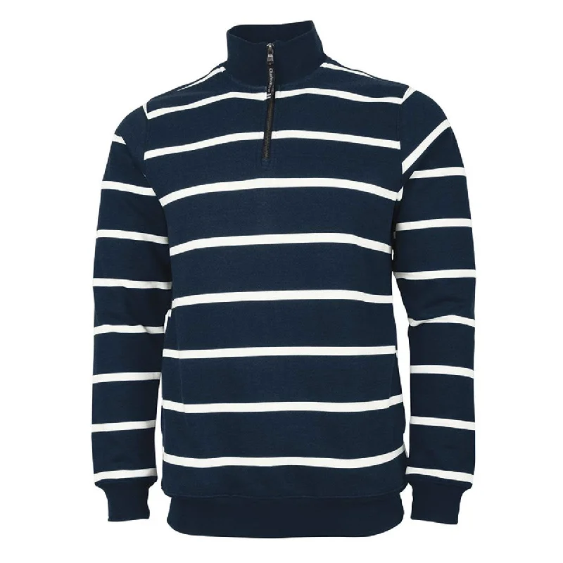 Charles River Women's Navy/white Stripe Crosswind Quarter Zip Print Sweatshirt Hoodie with Metallic Shiny Futuristic