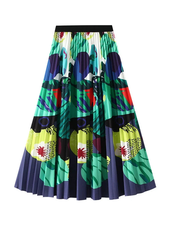Green Digital Printed Skirt velvet skirt luxury