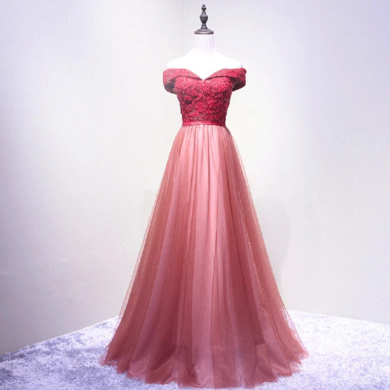 Long Prom Dresses, Tulle Prom Dresses, Elegant Party Prom Dresses, Off-Shoulder Evening Dresses, Lace Prom Dresses , Floor-Length Prom Dresses Online, LB0423 Halter Neckline Beach