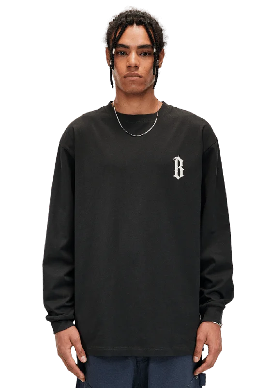Gothic Font Logo Sweatshirt Hoodie with Slim Fit Tailored Modern
